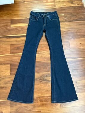 Victoria Beckham Premium Denim Black Label Flare Jeans Rich Blue High Rise 26